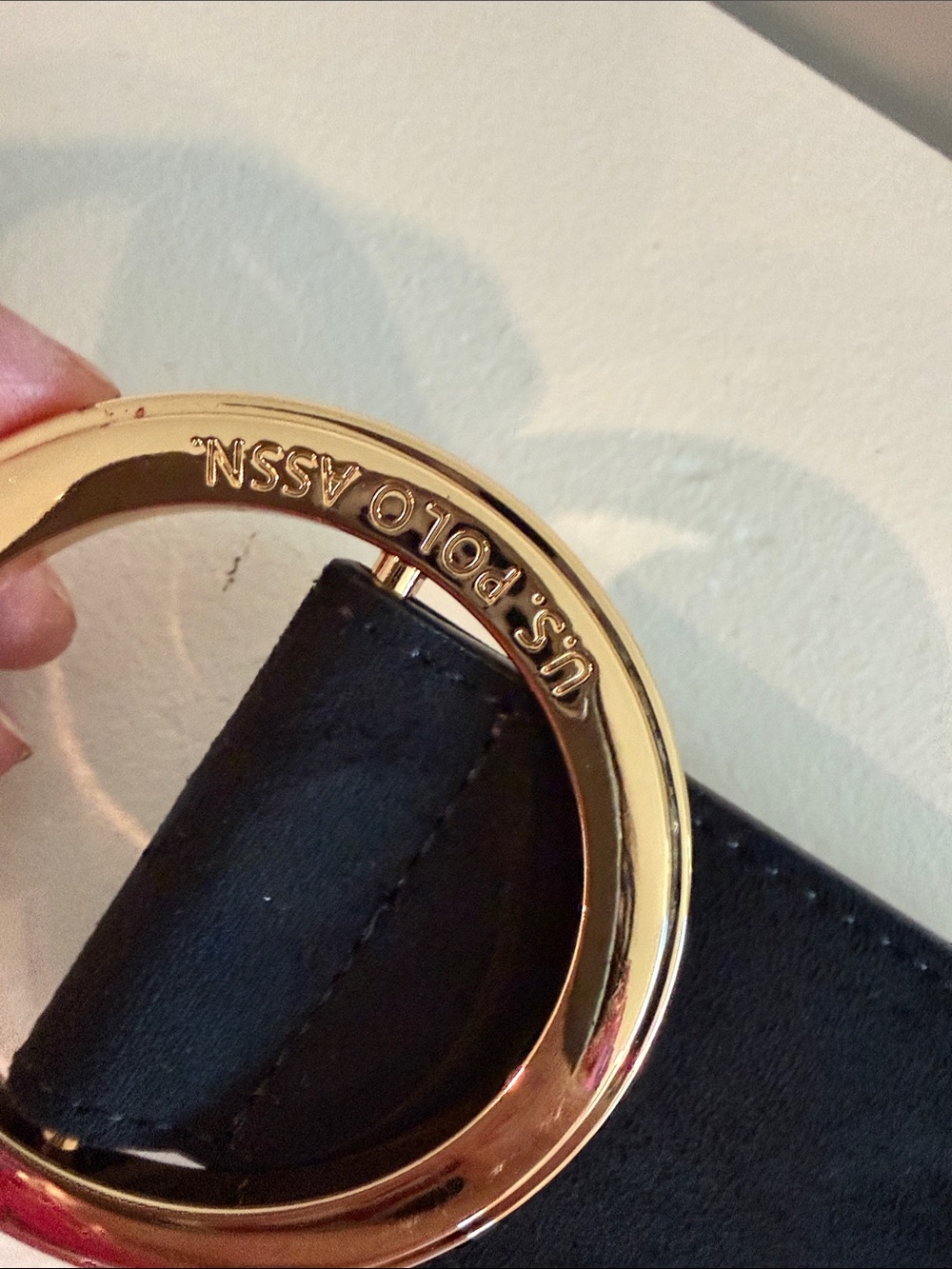 U.S. Polo Assn. Black and Gold Circular Keyring Strap